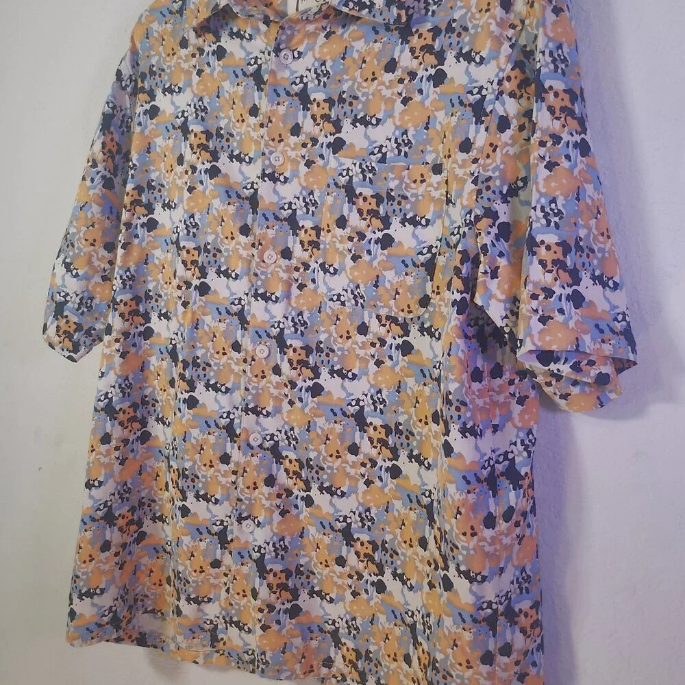 Vintage Silk Circa 1969 Multicolor Polo Vintage Beautiful Shirt 100% Silk - Picture 6 of 11